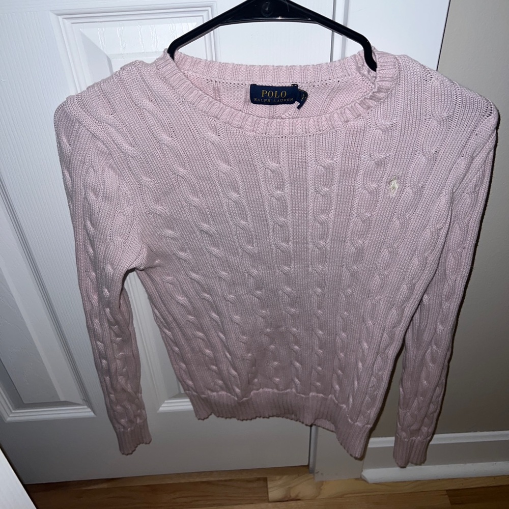 Long sleeve pink polo shirt